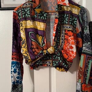 Vibrant Patchwork Button Down Shirt